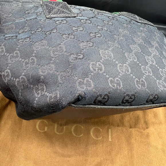 GUCCI Sherry Line GG Pattern Handbag Purse Black Green Red - Picture 7 of 10